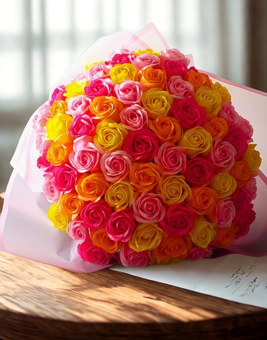 Ziepju ziedu pušķis 75 rozes, Emīlija